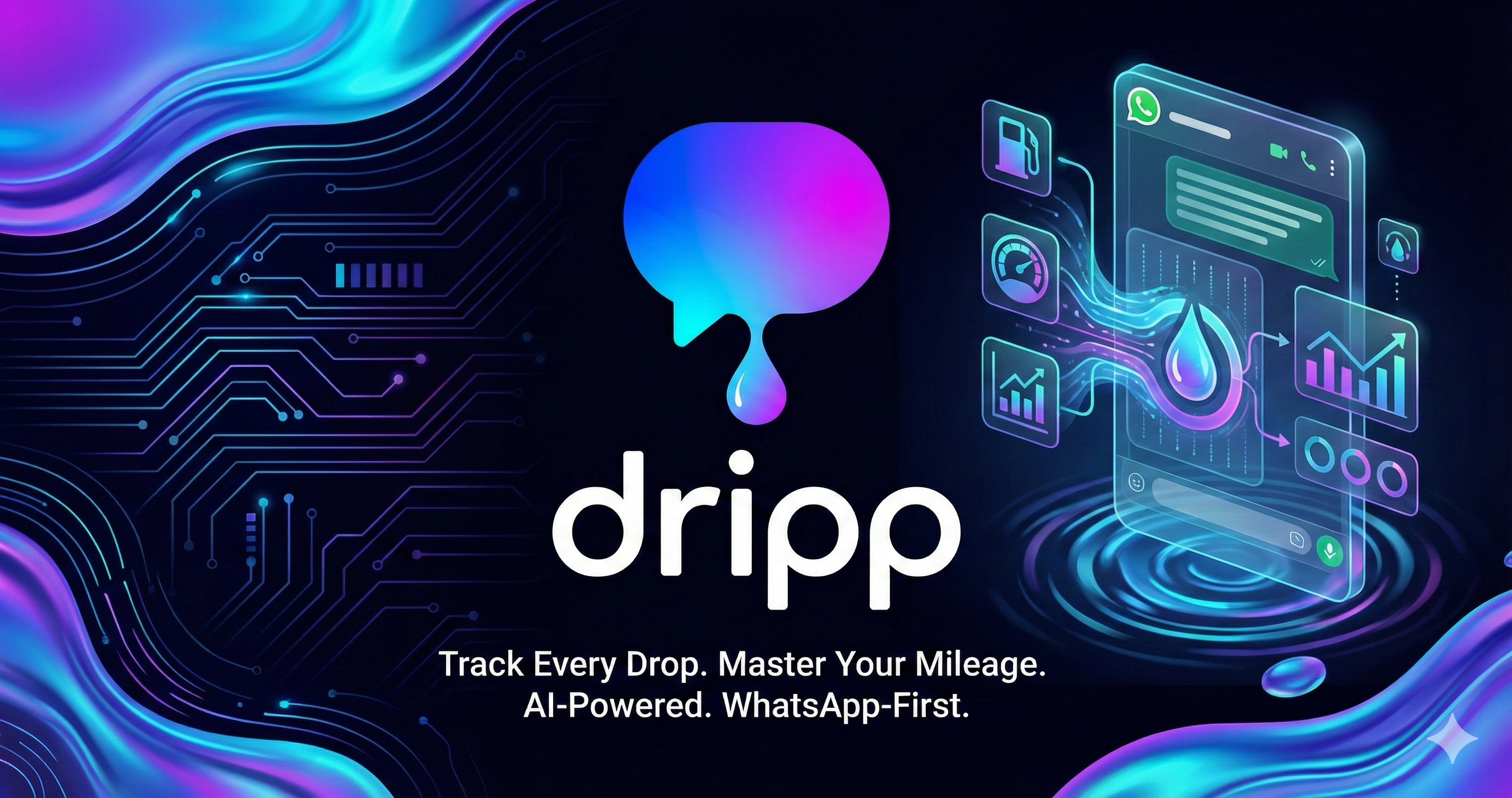 Dripp Cod Dripp AI - WhatsApp Fuel Tracker | AI-Powered Mileage Tracking